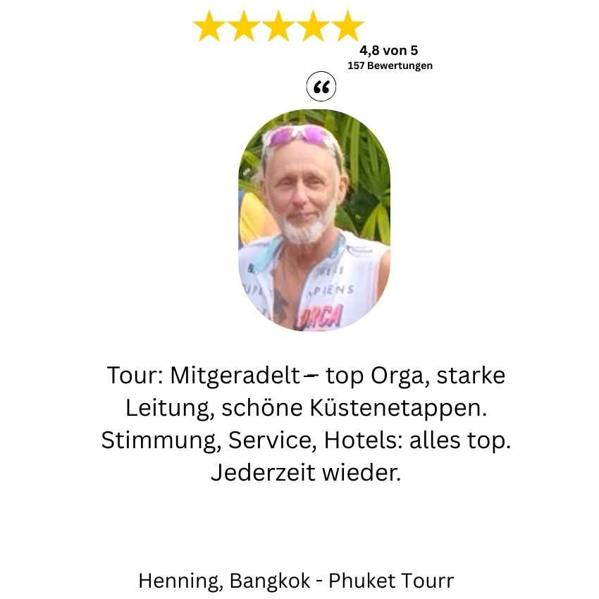 Bewertung zur Rennradreise Thailand: kulturelle Highlights in Ayutthaya und Sukhothai.