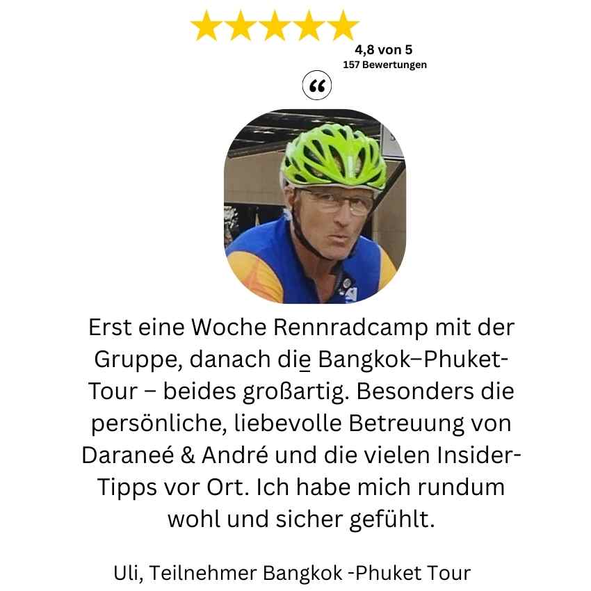 Teilnehmer berichten über die professionelle Organisation und herzliche Betreuung auf der Südthailand-Tour.
